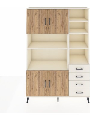 Dienni Hyperion Dolap 9 Raflı 4 Çekmeceli 4 Kapaklı 132X44X195 Aytaşı-Çam/aytaşı