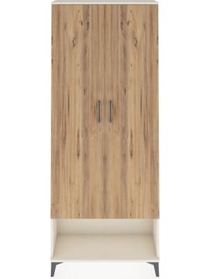 Dienni Arges Dolap 2 Raflı 2 Kapaklı Tek Askılı 88X30X221 Aytaşı-Çam