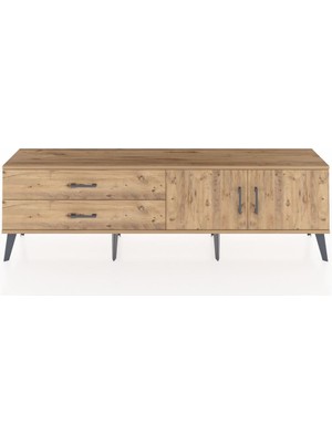 Dienni Arges Tv Ünitesi Tek Raflı 2 Çekmeceli 2 Kapaklı 176X30X51 Çam-Çam/çam