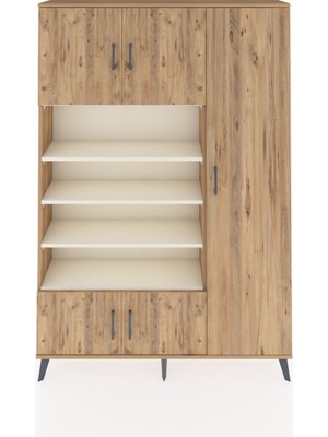 Dienni Arges Dolap 11 Raflı 5 Kapaklı 132X30X195 Çam-Çam/aytaşı