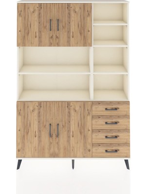 Dienni Arges Dolap 9 Raflı 4 Çekmeceli 4 Kapaklı 132X30X195 Aytaşı-Çam/çam