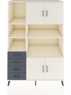 Dienni Kronos Dolap 8 Raflı 4 Çekmeceli 4 Kapaklı 132X59X195 Aytaşı-Aytaşı/antrasit