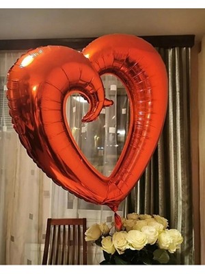 Sinda Kırmızı Ortası Boşfolyo Balon 100 cm (40 Inç) Romantik Evlilik Teklifi,sevgiliye Süpriz Kutlama