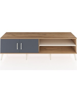 Dienni Hyperion Tv Ünitesi 2 Raflı 2 Kapaklı 176X44X51 Çam-Antrasit/aytaşı