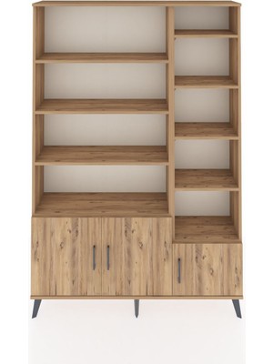 Dienni Arges Dolap 10 Raflı 3 Kapaklı 132X30X195 Çam-Çam/çam