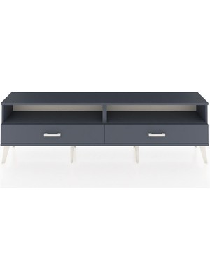 Dienni Arges Tv Ünitesi 2 Raflı 2 Çekmeceli  176X30X51 Antrasit-Antrasit/antrasit