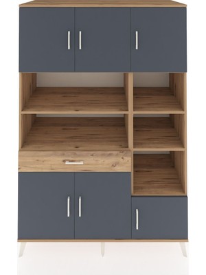 Dienni Kronos Dolap 10 Raflı Tek Çekmeceli 6 Kapaklı 132X59X195 Çam-Antrasit/çam