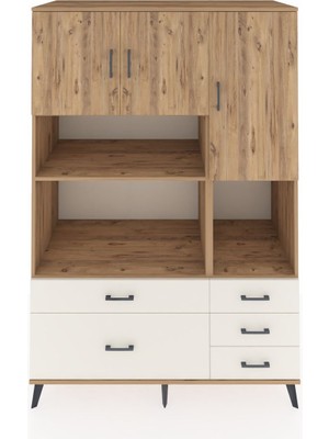 Dienni Kronos Dolap 8 Raflı 5 Çekmeceli 3 Kapaklı 132X59X195 Çam-Çam/aytaşı