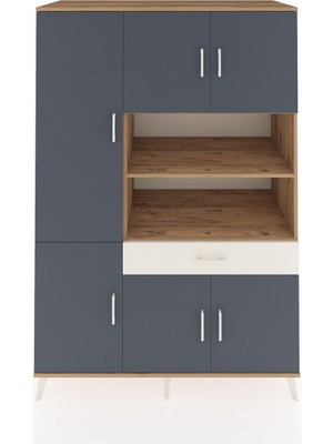 Dienni Kronos Dolap 10 Raflı Tek Çekmeceli 6 Kapaklı 132X59X195 Çam-Antrasit/aytaşı