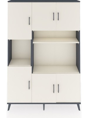Dienni Arges Dolap 9 Raflı 6 Kapaklı 132X30X195 Antrasit-Aytaşı/aytaşı