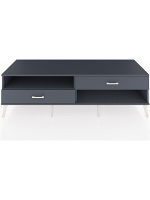 Dienni Kronos Tv Ünitesi Tek Raflı 2 Çekmeceli  176X59X51 Antrasit-Antrasit/antrasit