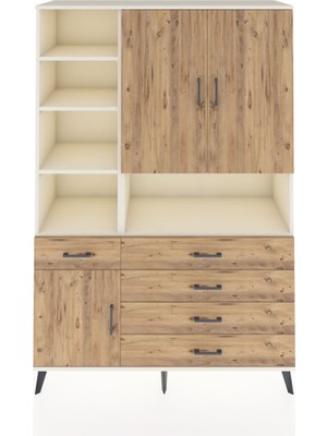 Dienni Hyperion Dolap 8 Raflı 5 Çekmeceli 3 Kapaklı 132X44X195 Aytaşı-Çam/çam