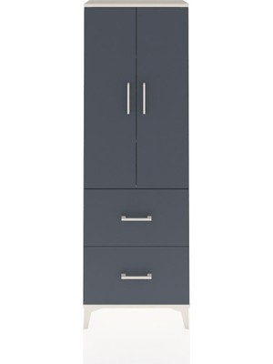 Dienni Arges Dolap 3 Raflı 2 Çekmeceli 2 Kapaklı 60X30X182 Aytaşı-Antrasit