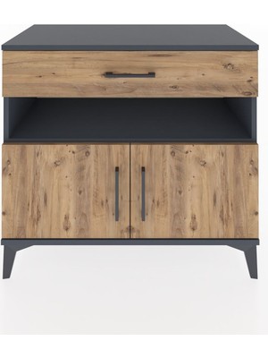 Dienni Hyperion Şifonyer Tek Raflı Tek Çekmeceli 2 Kapaklı 88X44X80 Antrasit-Çam