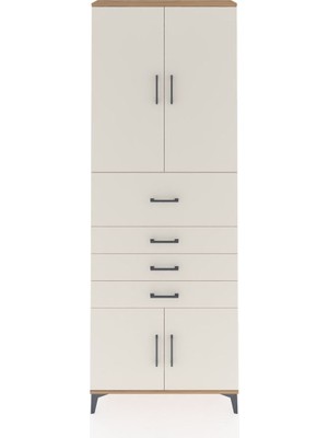 Dienni Arges Dolap 4 Raflı 4 Çekmeceli 4 Kapaklı 88X30X243 Çam-Aytaşı