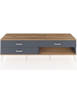 Dienni Hyperion Tv Ünitesi 3 Çekmeceli  176X44X51 Antrasit-Çam/antrasit