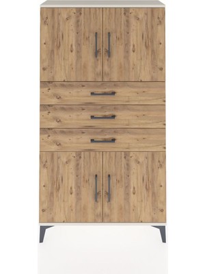 Dienni Arges Dolap 3 Raflı 3 Çekmeceli 4 Kapaklı 88X30X163 Aytaşı-Çam