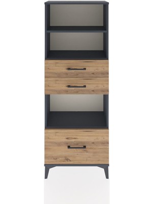 Dienni Arges Dolap 3 Raflı 3 Çekmeceli 60X30X163 Antrasit-Çam