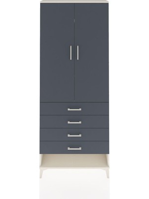 Dienni Arges Dolap 3 Raflı 4 Çekmeceli 2 Kapaklı 88X30X221 Aytaşı-Antrasit