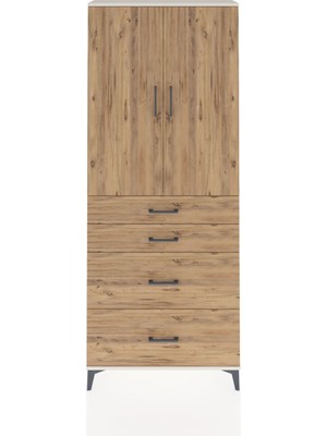 Dienni Arges Dolap 2 Raflı 4 Çekmeceli 2 Kapaklı 88X30X221 Aytaşı-Çam