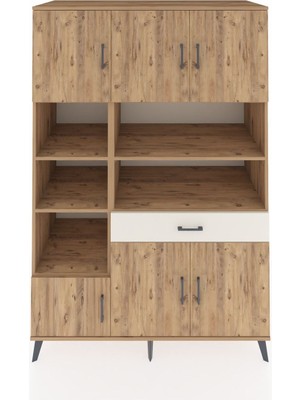 Dienni Kronos Dolap 10 Raflı Tek Çekmeceli 6 Kapaklı 132X59X195 Çam-Çam/aytaşı