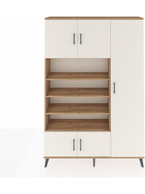 Dienni Arges Dolap 11 Raflı 5 Kapaklı 132X30X195 Çam-Aytaşı/çam
