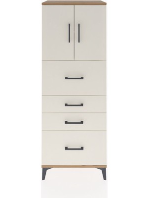Dienni Hyperion Dolap 2 Raflı 4 Çekmeceli 2 Kapaklı 60X44X163 Çam-Aytaşı