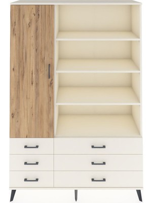 Dienni Hyperion Dolap 8 Raflı 6 Çekmeceli Tek Kapaklı  132X44X195 Aytaşı-Çam/aytaşı