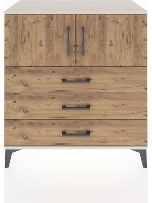Dienni Hyperion Şifonyer Tek Raflı 3 Çekmeceli 2 Kapaklı 88X44X96 Aytaşı-Çam