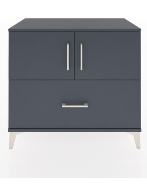 Dienni Hyperion Şifonyer 2 Raflı Tek Çekmeceli 2 Kapaklı 88X44X80 Antrasit-Antrasit