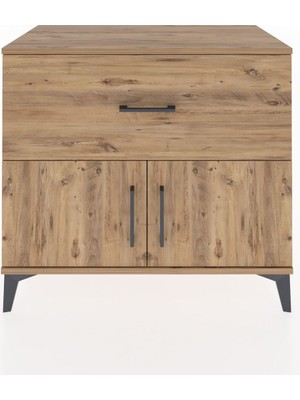 Dienni Hyperion Şifonyer Tek Raflı Tek Çekmeceli 2 Kapaklı 88X44X80 Çam-Çam