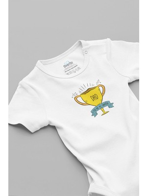 Overoz Organik %100 Pamuk Champion Dad Baba Baskılı Bebek Body Çıtçıtlı Badi Zıbın Tulum 5677