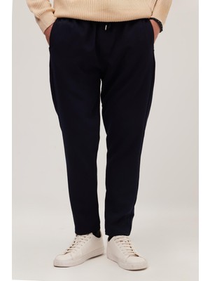 Tudors Erkek Regular Fit Beli Lastikli Bağcıklı Jogger Lacivert Pantolon Rahat Kesim Yan Cepli