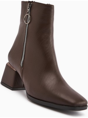 Limoya Deyana Kahve Fermuar Aksesuarlı Bot