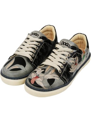 Dogo Kadın Vegan Deri Siyah Sneakers - Warner Bros Bugs Bunny Playful Bugs Tasarım