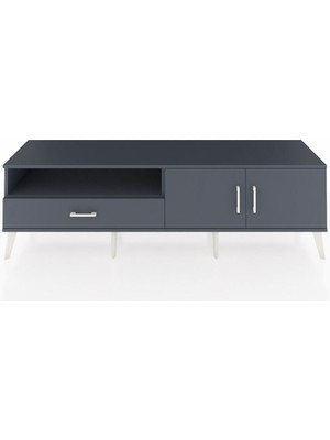 Dienni Hyperion Tv Ünitesi 2 Raflı Tek Çekmeceli 2 Kapaklı 176X44X51 Antrasit-Antrasit/antrasit