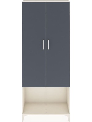 Dienni Arges Dolap 2 Raflı 2 Kapaklı Tek Askılı 88X30X221 Aytaşı-Antrasit