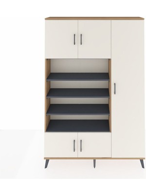 Dienni Arges Dolap 11 Raflı 5 Kapaklı 132X30X195 Çam-Aytaşı/antrasit