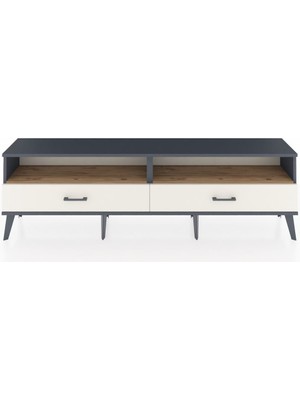 Dienni Arges Tv Ünitesi 2 Raflı 2 Çekmeceli  176X30X51 Antrasit-Çam/aytaşı