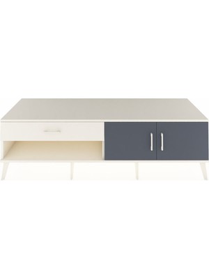 Dienni Kronos Tv Ünitesi Tek Raflı Tek Çekmeceli 2 Kapaklı 176X59X51 Aytaşı-Antrasit/aytaşı