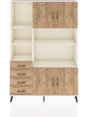 Dienni Arges Dolap 8 Raflı 4 Çekmeceli 4 Kapaklı 132X30X195 Aytaşı-Çam/çam