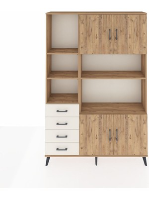 Dienni Arges Dolap 8 Raflı 4 Çekmeceli 4 Kapaklı 132X30X195 Çam-Çam/aytaşı