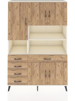 Dienni Hyperion Dolap 9 Raflı 5 Çekmeceli 5 Kapaklı 132X44X195 Aytaşı-Çam/çam