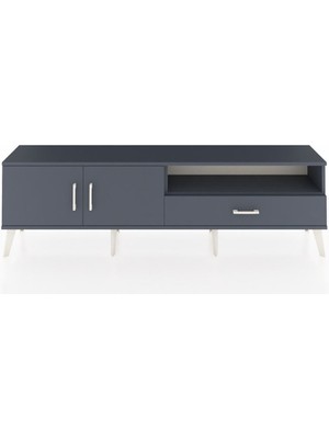 Dienni Arges Tv Ünitesi 2 Raflı Tek Çekmeceli 2 Kapaklı 176X30X51 Antrasit-Antrasit/antrasit