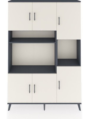 Dienni Arges Dolap 9 Raflı 6 Kapaklı 132X30X195 Antrasit-Aytaşı/antrasit