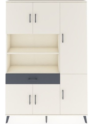 Dienni Arges Dolap 10 Raflı Tek Çekmeceli 6 Kapaklı 132X30X195 Aytaşı-Aytaşı/antrasit