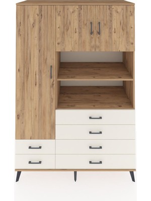 Dienni Kronos Dolap 8 Raflı 6 Çekmeceli 3 Kapaklı 132X59X195 Çam-Çam/aytaşı