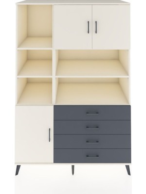 Dienni Kronos Dolap 8 Raflı 4 Çekmeceli 3 Kapaklı 132X59X195 Aytaşı-Aytaşı/antrasit