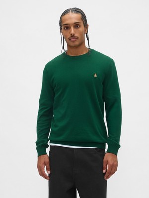 Gap Erkek Yeşil Pamuk Bisiklet Yaka Kazak