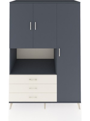 Dienni Kronos Dolap 7 Raflı 3 Çekmeceli 3 Kapaklı 132X59X195 Antrasit-Antrasit/aytaşı